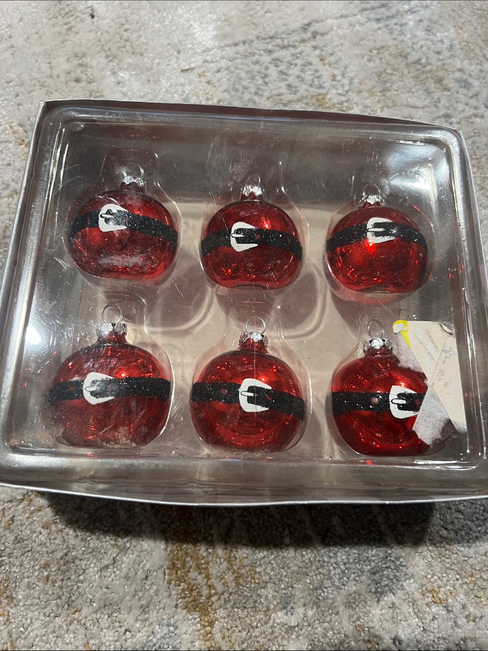 6 Dept 56 Christmas Santa Belt Name Place Card Holders Ornaments Red NEW